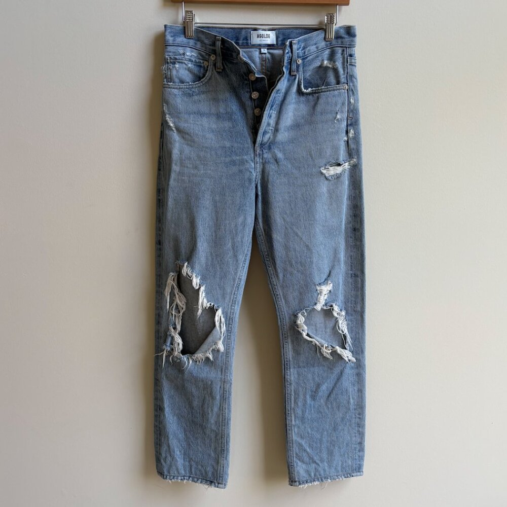 Agolde Mid Rise Ripped Knee Jeans (Size 24)